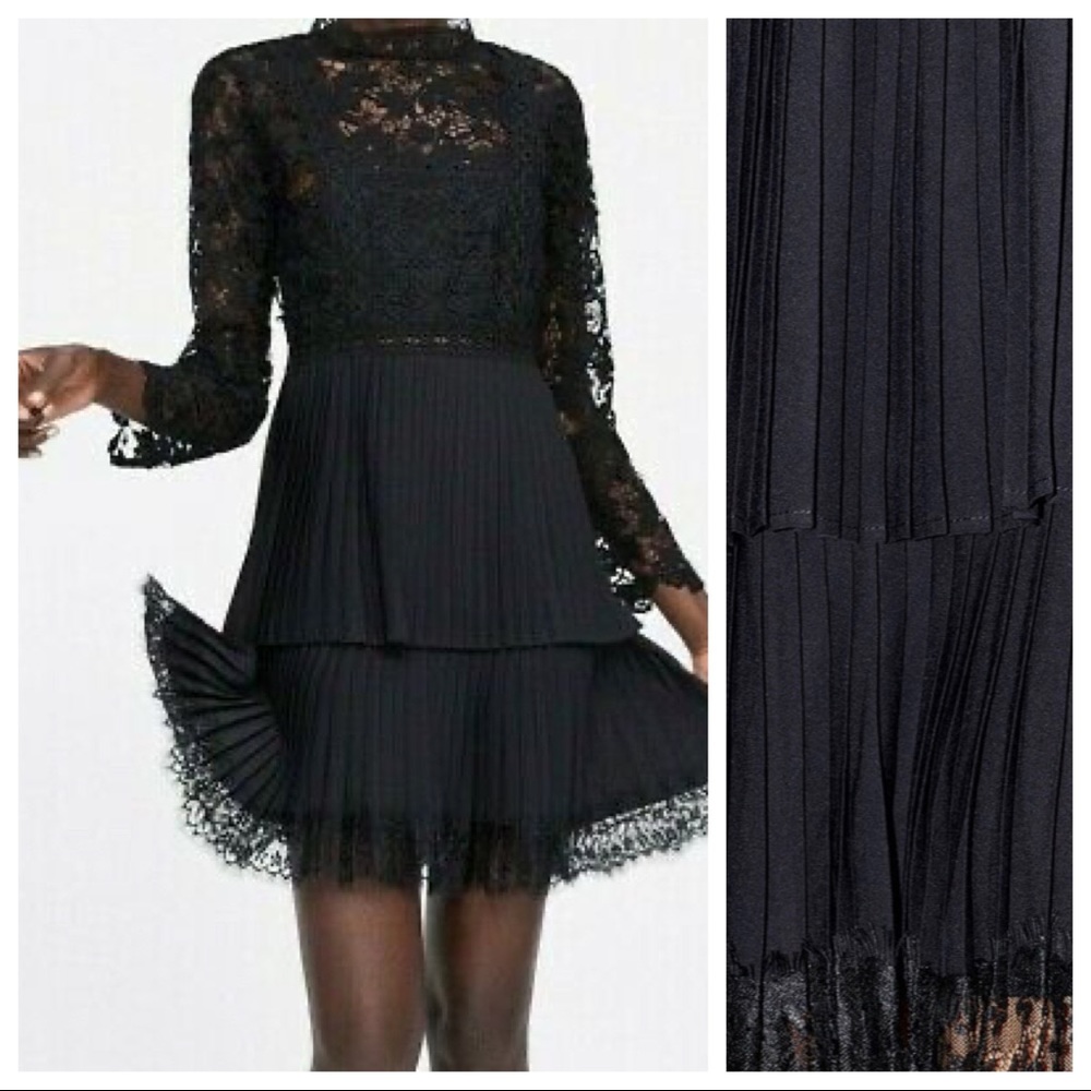 NWT. Zara Contrasting Pleated Dress. Size XS, S. - Picture 2 of 4